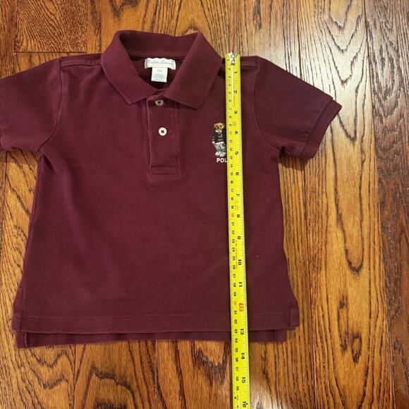 Ralph Lauren Polo Bear Cotton Mesh Polo Shirt Baby Boy 24M Maroon Classic Preppy - Picture 7 of 9